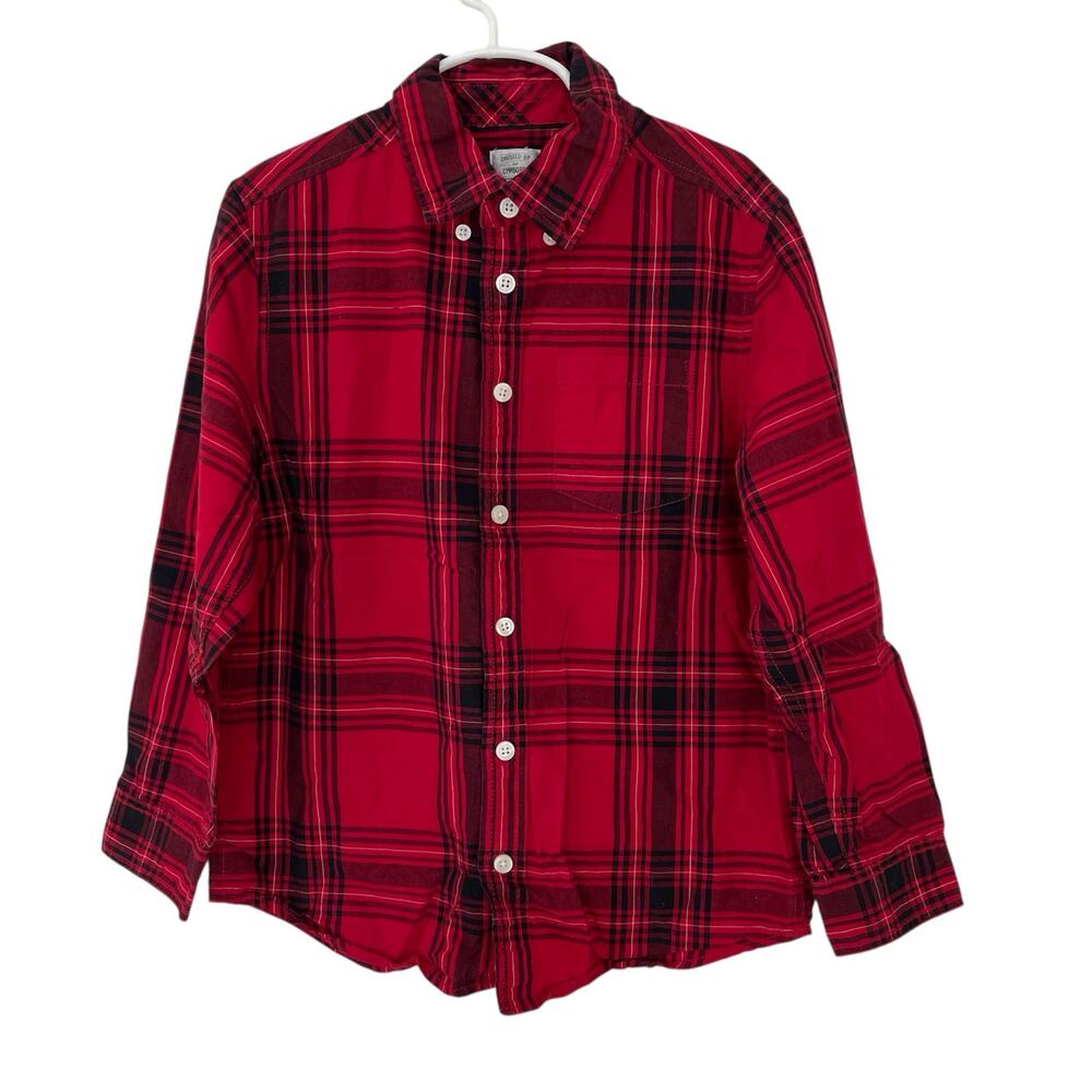 Dressed Up Gymboree‎ Boys Red Plaid Button Down Collared Shirt Size 7/8